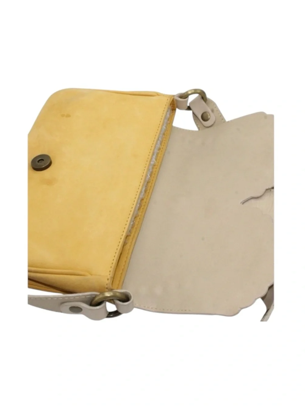 Vintage 90’s: Moschino ♔ Colorblock Studded Flap Shoulder Bag ♔ Yellow Leather